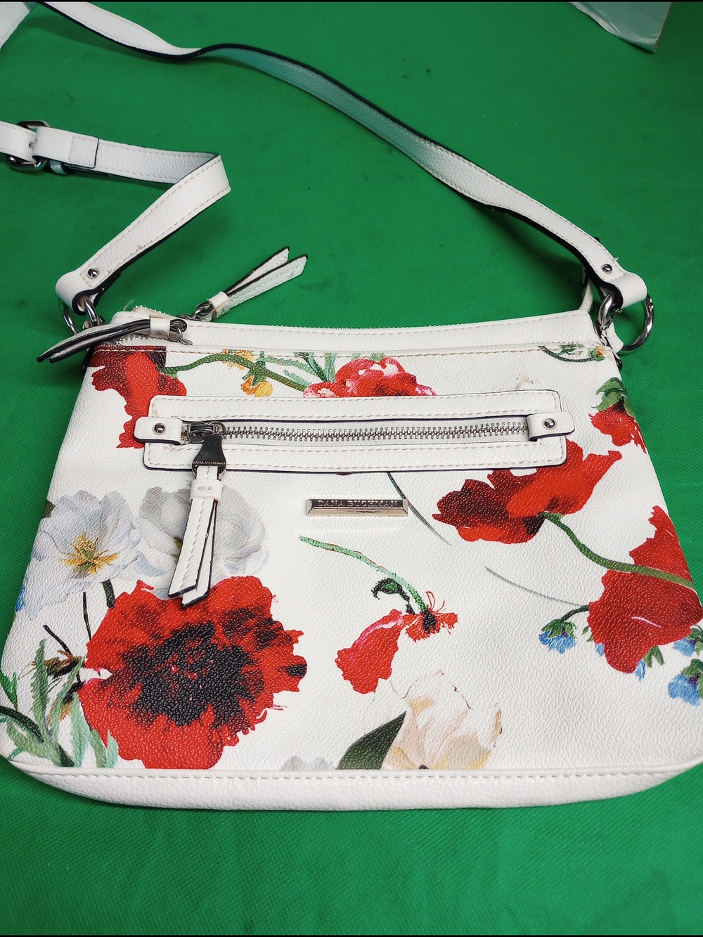 Dana Buchman White Floral Crossbody/ Shoulder Bag